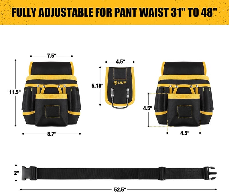 UUP Magnetic Tool Belt for Men, 26 Pockets Heavy Duty Tool Pouch, Valentine's Day Gifts, Magnet Holster Nail Utility Toolbelt Adjustable Waist Holder for Handyman Contractor Mechanic Plumber Carpentry - Image 2